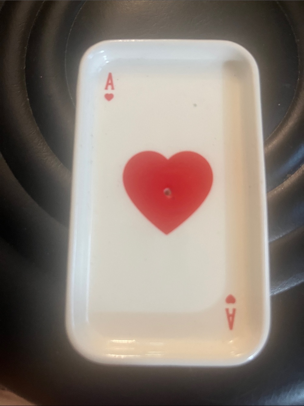 Ace of Hearts Ceramic Trinket Dish - White and Red 411